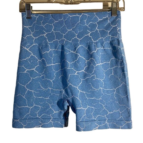 Yoga Trendy Allover Print Wideband Waist Sports Short Sz Large Athleisure Biker‎ - Picture 2 of 13